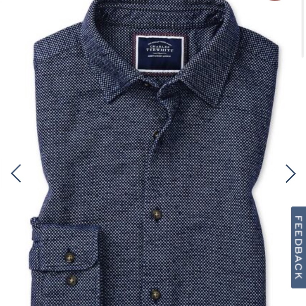 NWT Charles Tyrwhitt Navy Flannel Classic Fit
